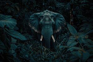 ai généré l'éléphant dans le tropical forêt tropicale. photo