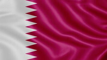 drapeau de Qatar. réaliste agitant drapeau 3d rendre illustration avec très détaillé en tissu texture photo