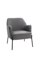 gris luxe doux classique fauteuil avec noir métal jambes pour maison, café et bureau, isolé sur blanc Contexte avec coupure chemin. moderne meubles photo