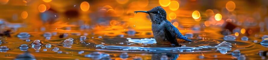 ai généré une très magnifique colibri près le rivière photo