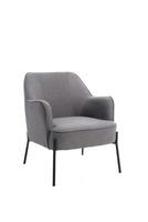 gris luxe doux classique fauteuil avec noir métal jambes pour maison, café et bureau, isolé sur blanc Contexte avec coupure chemin. moderne meubles photo