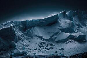 ai généré Antarctique glacier paysage à nuit photo
