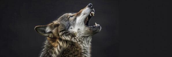 ai généré Loup hurlement dans la nature photo