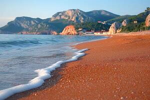 ai généré plage le sable avec océan paysage professionnel la photographie photo