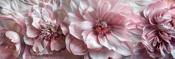 ai généré rose fleurs dans délicat papier découpes photo