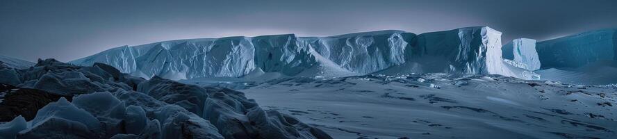 ai généré Antarctique glacier paysage à nuit photo