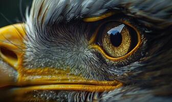 ai généré proche en haut de le œil de une d'or Aigle photo