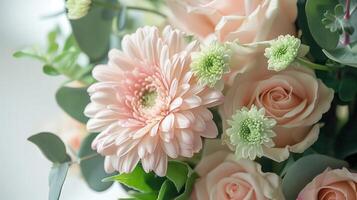 ai généré une symphonie de rose pétales. une bouquet de élégance photo