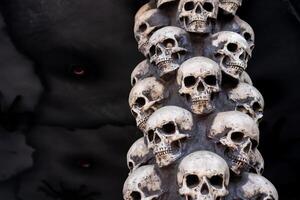crâne Halloween Contexte beaucoup gens crânes supporter sur Haut de chaque autre. mystique terrifiant concept. abstrait cauchemar occulte Mémorial photo