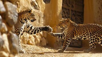 ai généré captivant image de léopards, soulignant leur la grâce et majesté photo