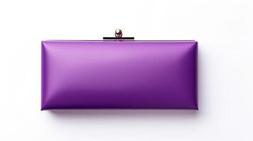 ai généré violet Cadre Embrayage sac isolé sur blanc Contexte avec copie espace pour publicité. ai généré photo
