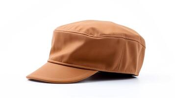 ai généré photo de bronzer vendeur de journaux casquette isolé sur blanc Contexte. ai généré