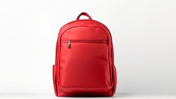 ai généré rouge Voyage sac à dos sac isolé sur blanc Contexte avec copie espace pour publicité. ai généré photo