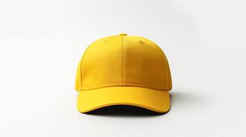 ai généré photo de Jaune ajusté casquette isolé sur blanc Contexte. ai généré