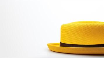 ai généré photo de Jaune canotier chapeau isolé sur blanc Contexte. ai généré