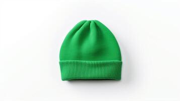 ai généré photo de vert bonnet casquette isolé sur blanc Contexte. ai généré