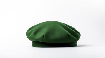 ai généré photo de vert béret chapeau isolé sur blanc Contexte. ai généré