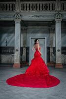 femme ancien rouge robe vieux Château magnifique Princesse dans séduisant robe photo