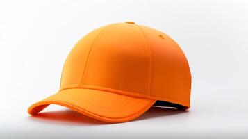 ai généré photo de Orange cyclisme casquette isolé sur blanc Contexte. ai généré