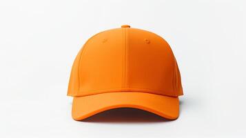 ai généré photo de Orange ajusté casquette isolé sur blanc Contexte. ai généré