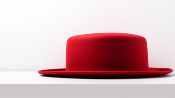 ai généré photo de rouge canotier chapeau isolé sur blanc Contexte. ai généré