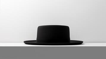 ai généré photo de noir canotier chapeau isolé sur blanc Contexte. ai généré