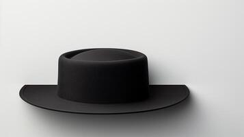 ai généré photo de noir canotier chapeau isolé sur blanc Contexte. ai généré