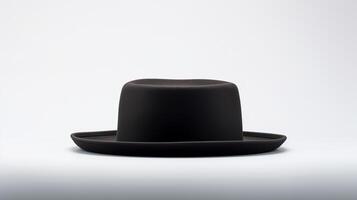 ai généré photo de noir canotier chapeau isolé sur blanc Contexte. ai généré