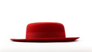 ai généré photo de rouge canotier chapeau isolé sur blanc Contexte. ai généré