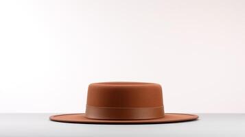 ai généré photo de marron canotier chapeau isolé sur blanc Contexte. ai généré