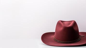 ai généré photo de Bourgogne cow-boy chapeau isolé sur blanc Contexte. ai généré