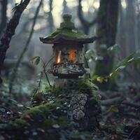 ai généré mystique tombeau dans le forêt, endroit de chuchote et vœux photo