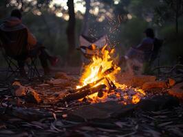 ai généré feu de camp en dessous de le étoiles photo