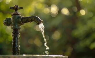 ai généré l'eau les flux de le robinet dans le bol photo