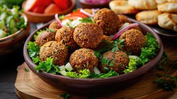 ai généré goût de Saoudite le réalisme se rencontre tradition dans cette falafel image photo