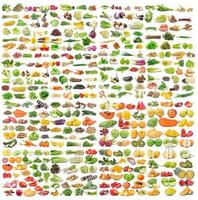 ensemble de légumes et de fruits sur fond blanc photo