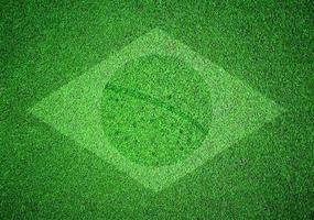 drapeau du brésil comme une peinture sur l'herbe verte photo