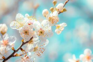 ai généré floral printemps abstrait Contexte avec épanouissement branches photo