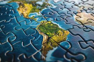 ai généré global stratégie pour résolution Terre puzzle. photo