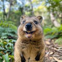 ai généré souriant quokka dans Naturel habitat photo