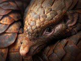 ai généré pangolin dans texturé armure photo