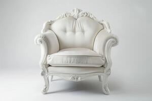 ai généré français style fauteuil dans blanc laque et velours. photo