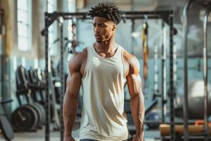 ai généré concentré athlète dans Gym réglage photo