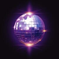 ai généré filage disco Balle crée une vibrant violet lumineux Danse atmosphère pour social médias Publier Taille photo