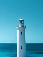 ai généré minimal blanc phare sur une bleu ciel Contexte. haute qualité. ai génératif photo