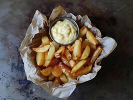 ai généré cuit Patate avec mayo sos. apéritif. haute qualité. ai génératif photo