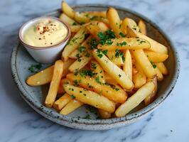 ai généré apéritif. cuit Patate avec mayo sos. haute qualité. ai génératif photo