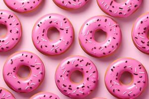 ai généré sucré rose Donut modèle calories. produire ai photo