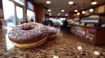 ai généré Chocolat glaçage Donut Contexte photo