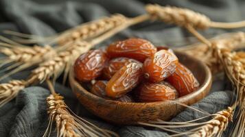 ai généré photo de Rendez-vous sur une en bois assiette